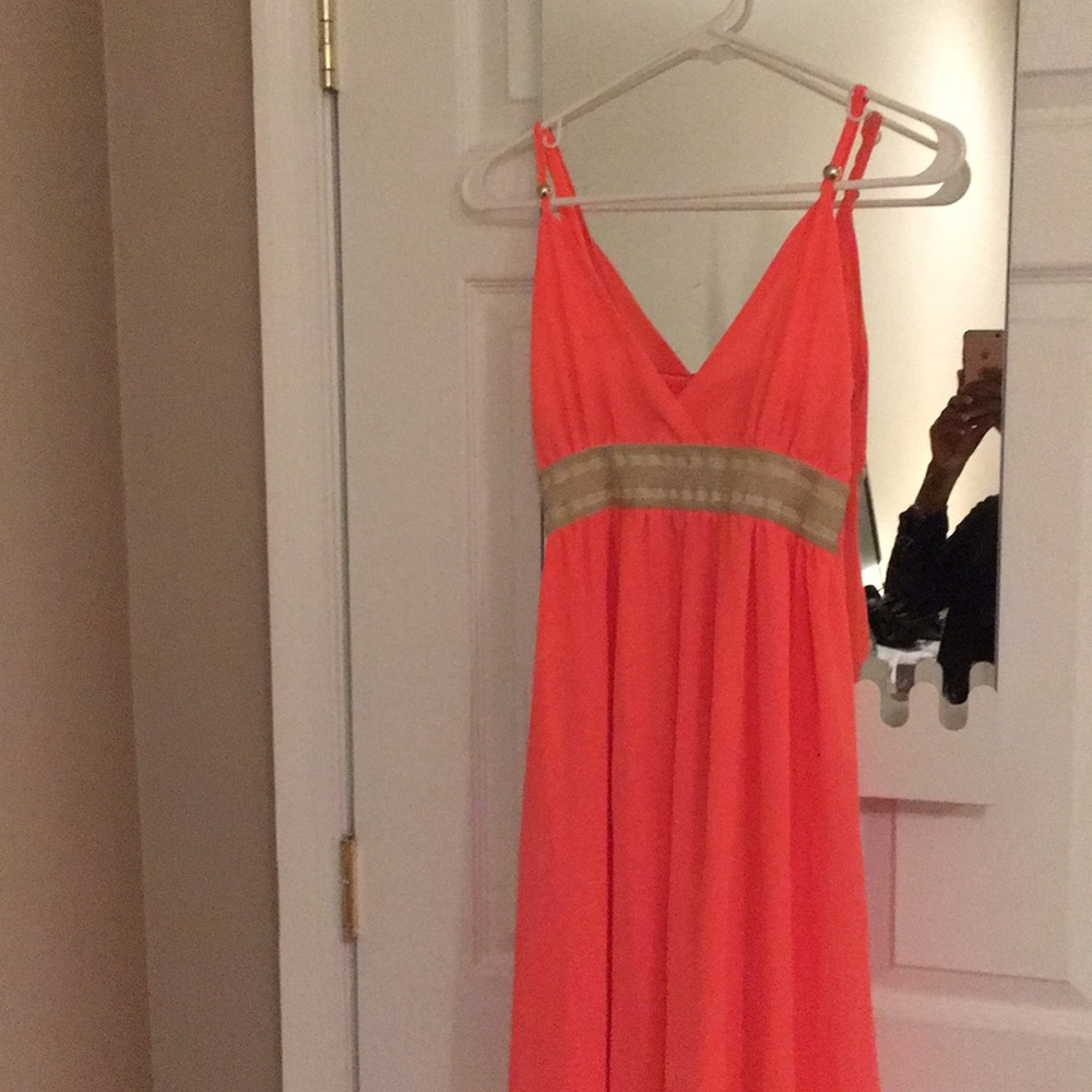 Long coral dress